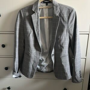 Grey & Pink Blazer & Skirt